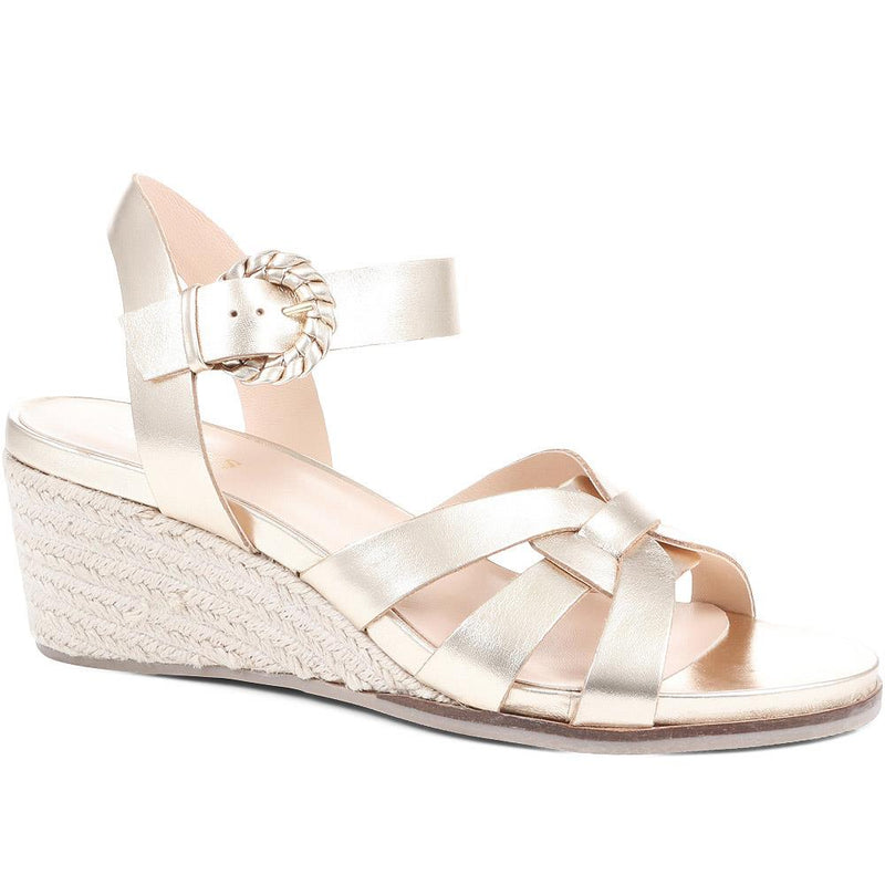 Loriana Leather Woven Wedge Sandals - LORIANA / 323 346