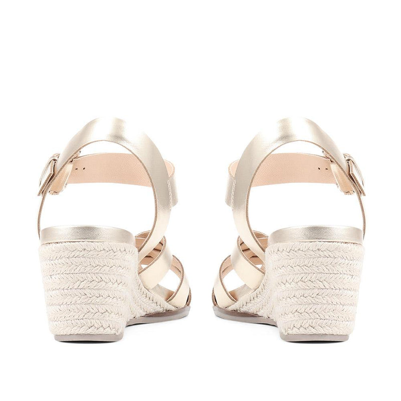 Loriana Leather Woven Wedge Sandals - LORIANA / 323 346