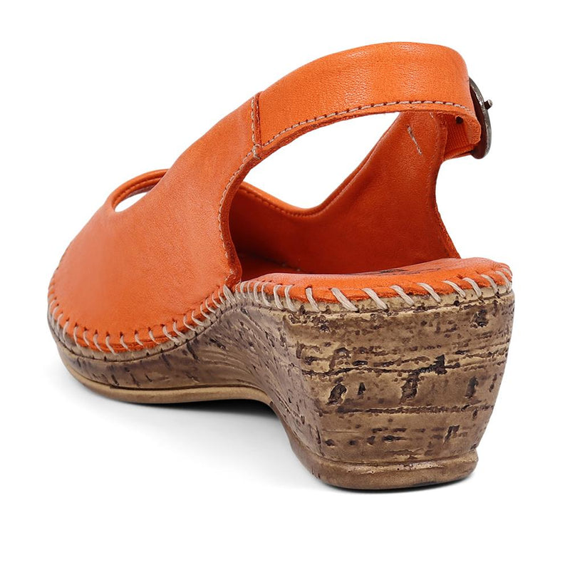 Leather Slingback Low Wedges  - HAK39017 / 325 516