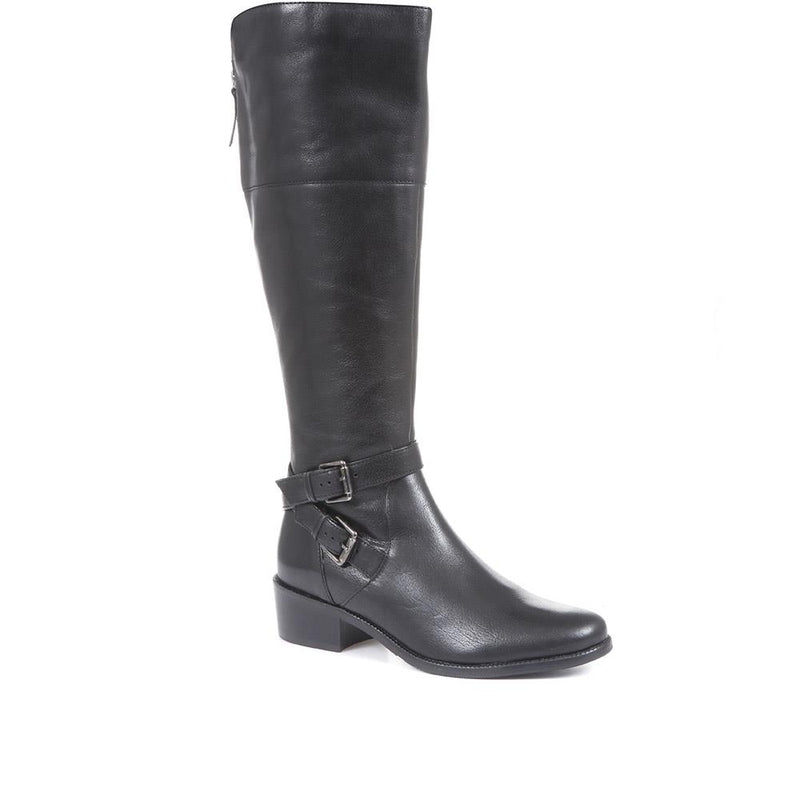 Phoebe Wide Calf Leather Knee Boots - PHOEBEW / 320 896